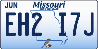 MO license plate EH2I7J