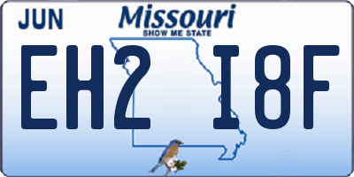 MO license plate EH2I8F