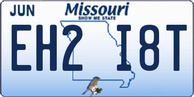 MO license plate EH2I8T