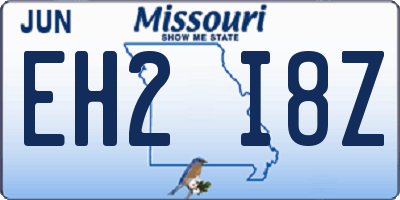 MO license plate EH2I8Z