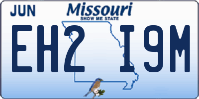 MO license plate EH2I9M