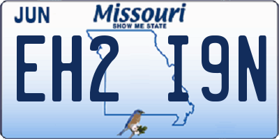 MO license plate EH2I9N