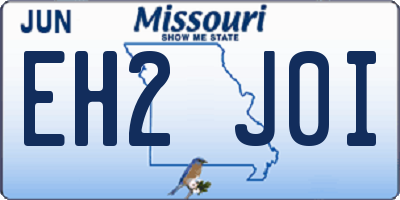 MO license plate EH2J0I