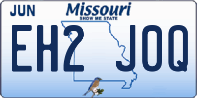 MO license plate EH2J0Q