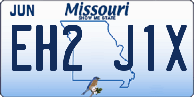MO license plate EH2J1X