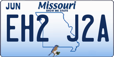 MO license plate EH2J2A