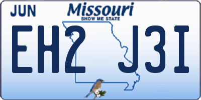 MO license plate EH2J3I