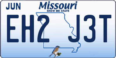 MO license plate EH2J3T