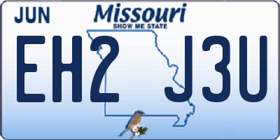 MO license plate EH2J3U