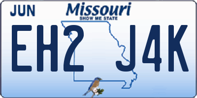 MO license plate EH2J4K