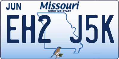 MO license plate EH2J5K