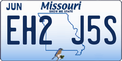 MO license plate EH2J5S