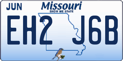 MO license plate EH2J6B