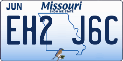 MO license plate EH2J6C