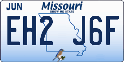 MO license plate EH2J6F