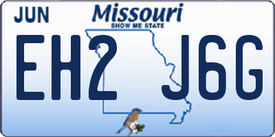 MO license plate EH2J6G