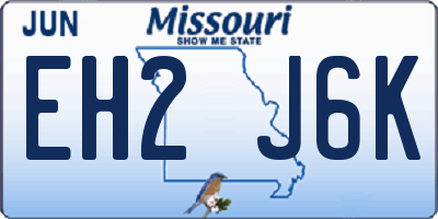 MO license plate EH2J6K