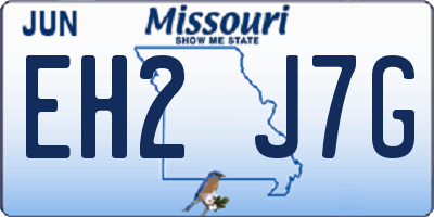 MO license plate EH2J7G