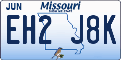 MO license plate EH2J8K