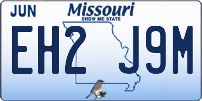 MO license plate EH2J9M