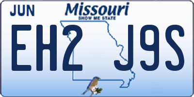 MO license plate EH2J9S