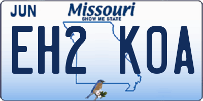 MO license plate EH2K0A