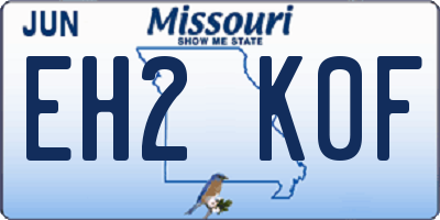 MO license plate EH2K0F