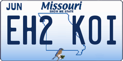 MO license plate EH2K0I