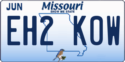 MO license plate EH2K0W