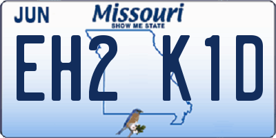 MO license plate EH2K1D
