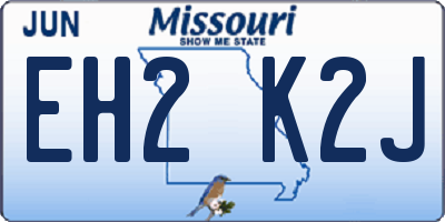 MO license plate EH2K2J