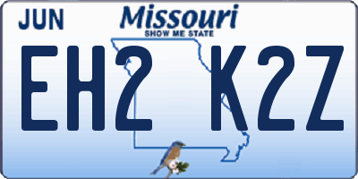 MO license plate EH2K2Z