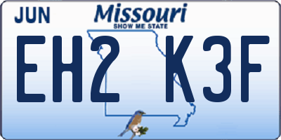 MO license plate EH2K3F