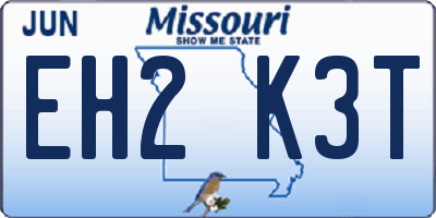 MO license plate EH2K3T
