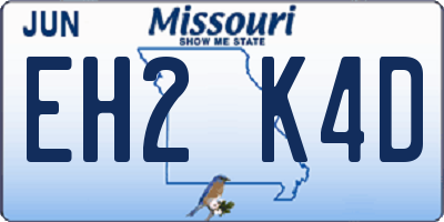 MO license plate EH2K4D