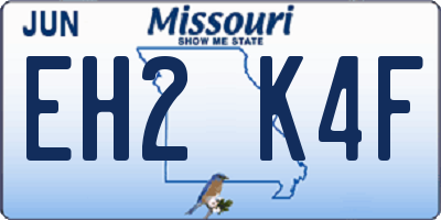 MO license plate EH2K4F
