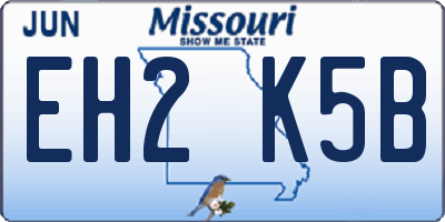 MO license plate EH2K5B