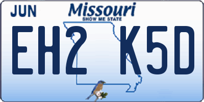 MO license plate EH2K5D