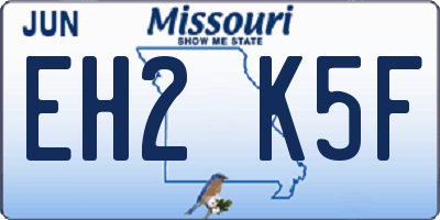 MO license plate EH2K5F
