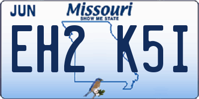 MO license plate EH2K5I