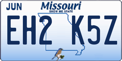 MO license plate EH2K5Z