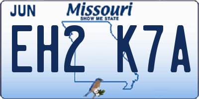 MO license plate EH2K7A