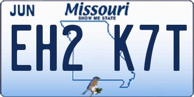 MO license plate EH2K7T