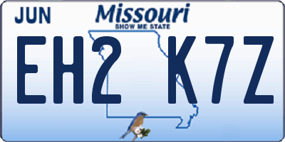 MO license plate EH2K7Z