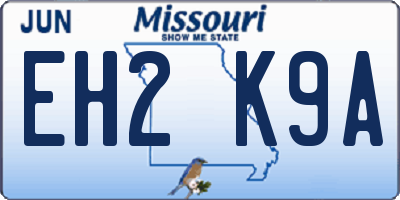 MO license plate EH2K9A