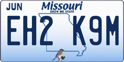MO license plate EH2K9M