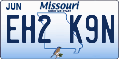 MO license plate EH2K9N