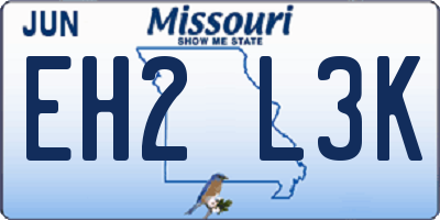 MO license plate EH2L3K