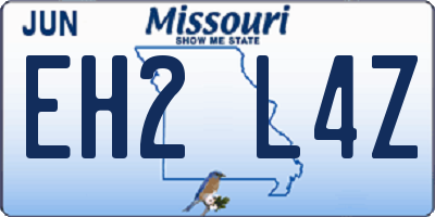 MO license plate EH2L4Z