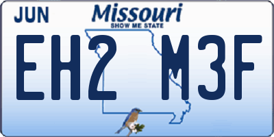 MO license plate EH2M3F
